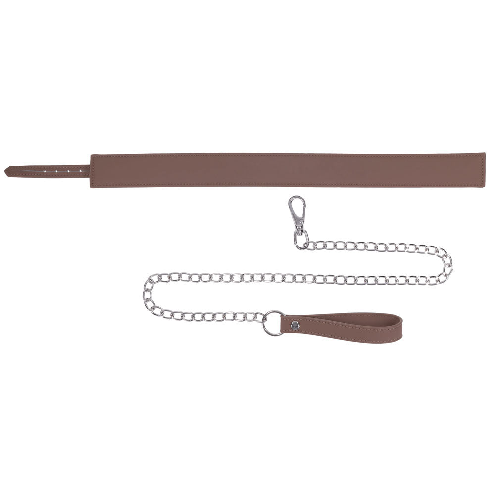SPORTSHEETS Signature Dawn Dream Collar & Leash - Tan Adjustable Restraint - SS68122