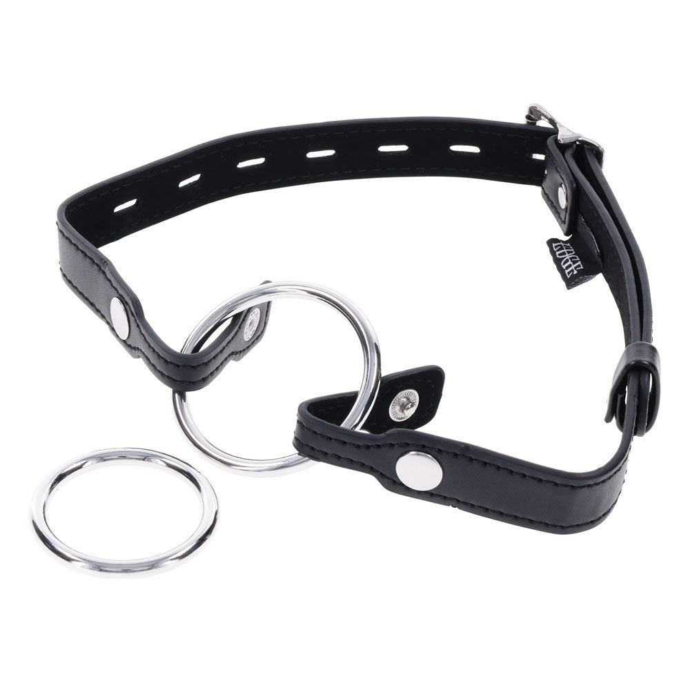 EDGE Interchangeable Ring Gag - Black Mouth Gag Restraint with 2 Interchangeable Pieces-SS98049