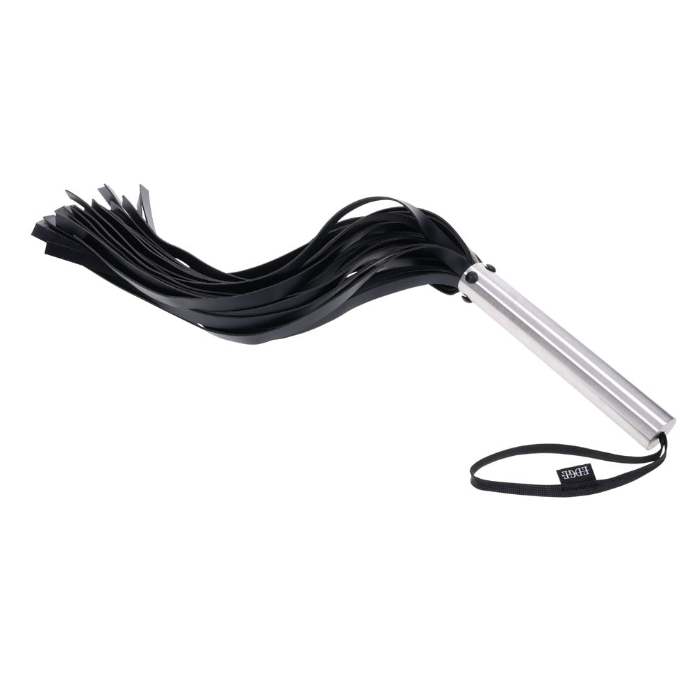 EDGE Flogger - Black Flogger Whip with Metal Handle-SS98050