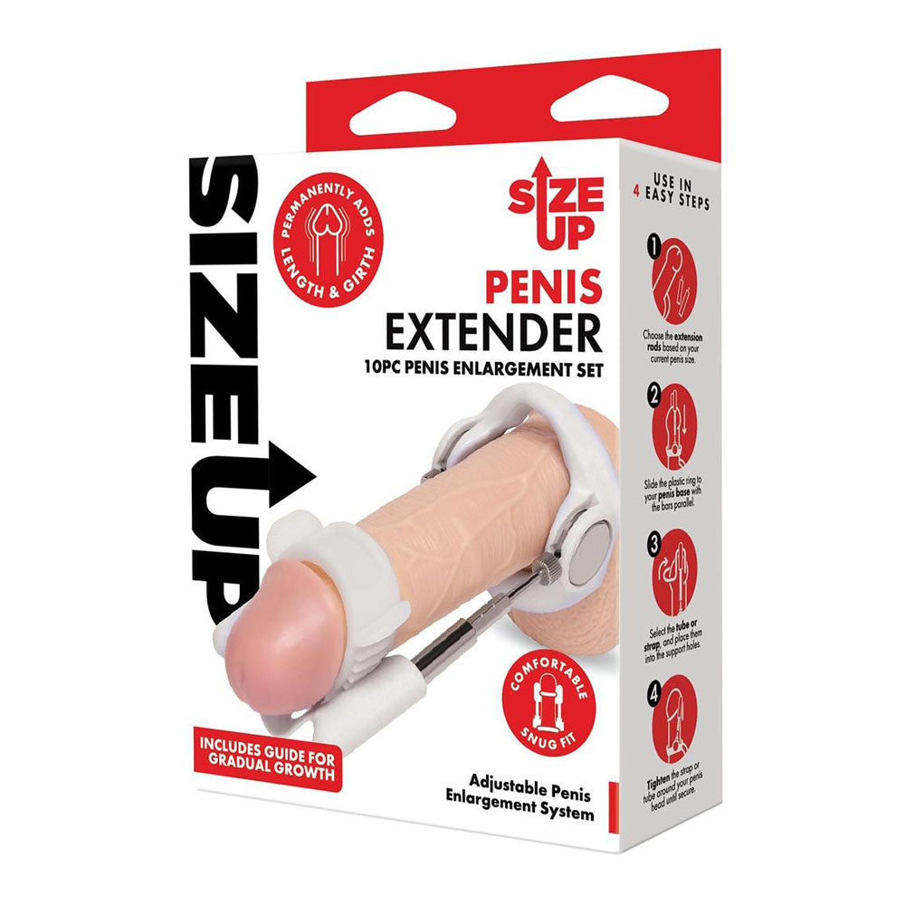 Size Up Penis Extender - White Penis Extender Kit - 10 Piece Set-SU200