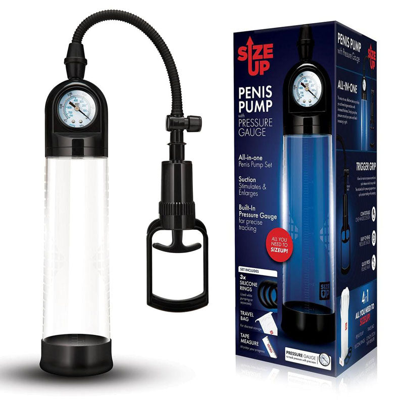 Size Up Penis Pump with Pressure Gauge - Clear Penis Pump-SU303