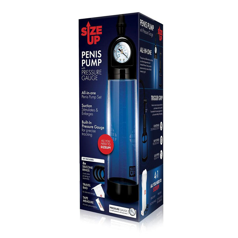 Size Up Penis Pump with Pressure Gauge - Clear Penis Pump-SU303