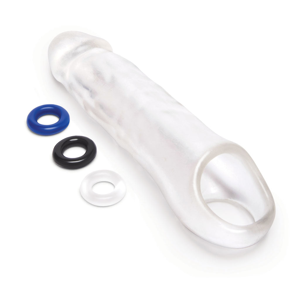 Size Up 3 Inch See-Thru Penis Extender with Ball Loop-(su404)