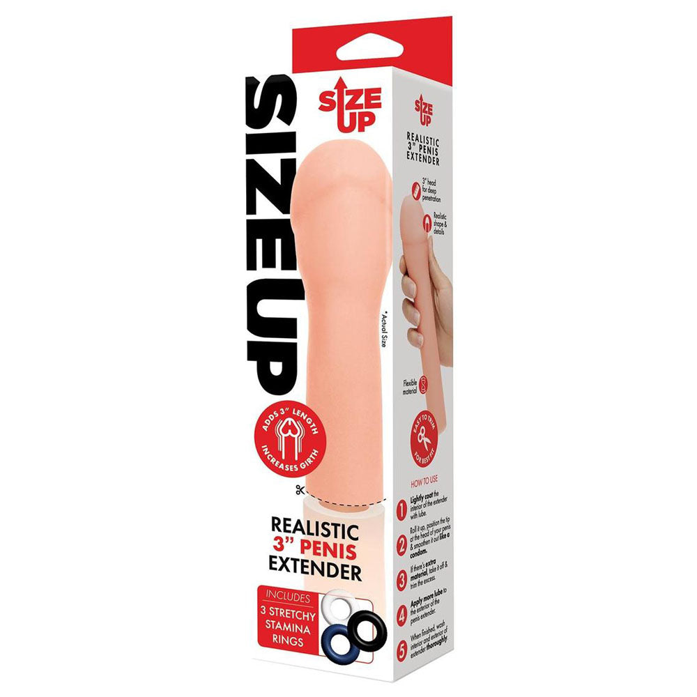 Size Up Realistic 3'' Penis Extender-(su406)