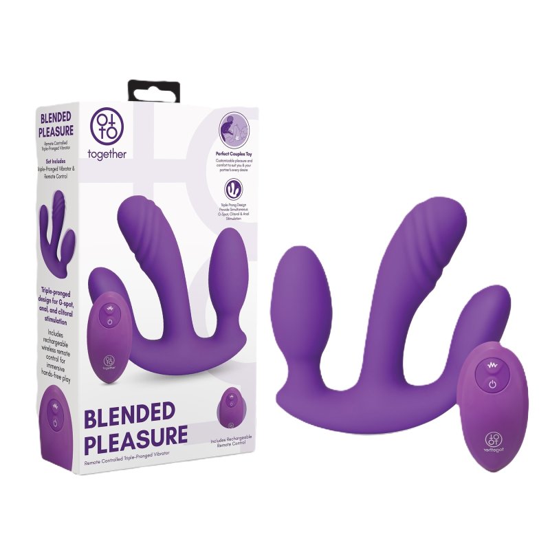 Together Toy Blended Pleasure Remote Controlled Triple-Pronged Vibrato...-TOG-016