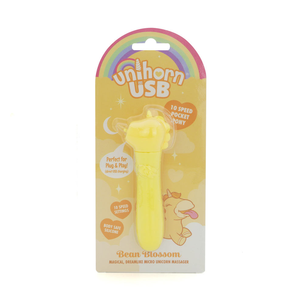 Unihorn - USB Bullet - Bean Blossom - Yellow USB Rechargeable Vibrating Bullet-UNIBBBUL