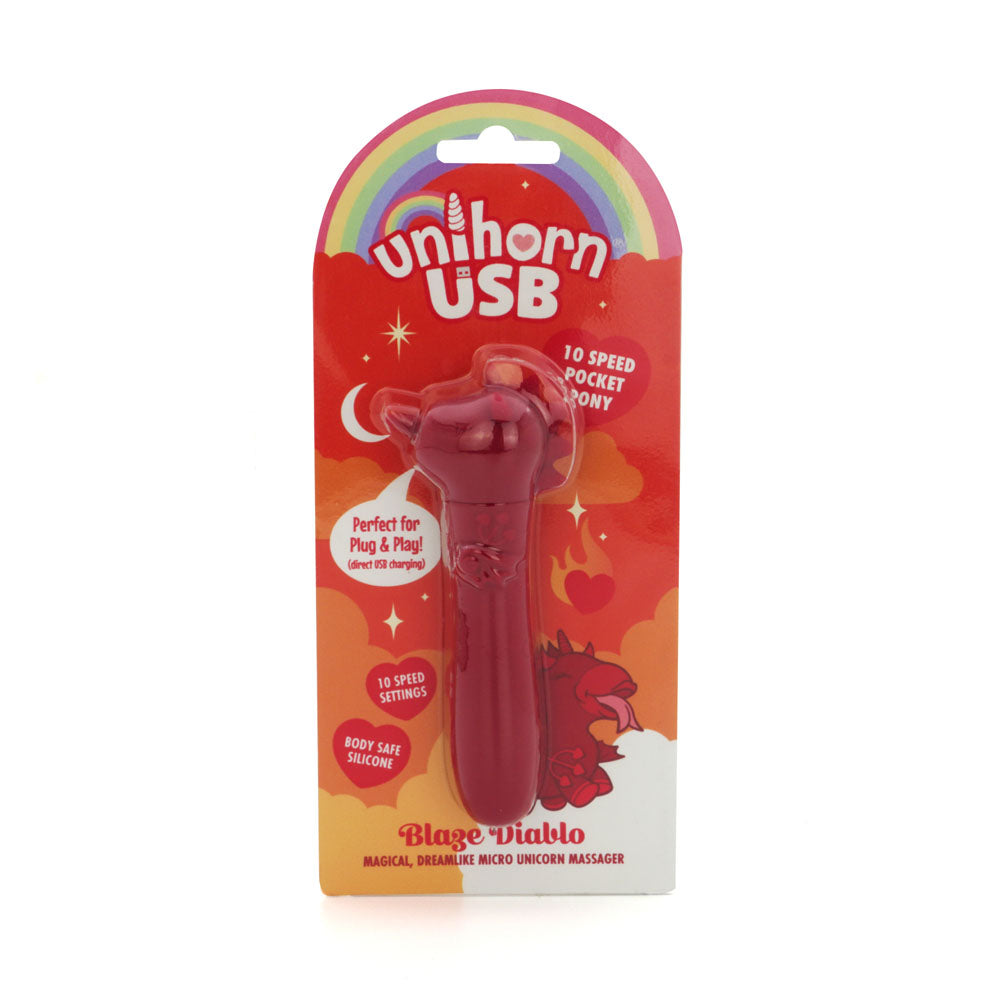Unihorn - USB Bullet - Blaze Diablo - Red USB Rechargeable Vibrating Bullet-UNIBDBUL
