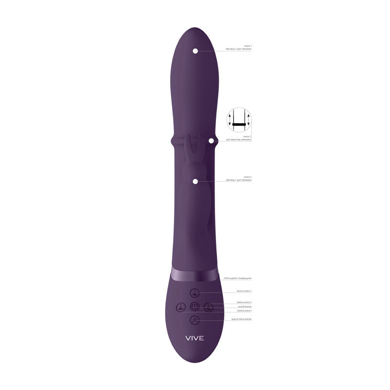 Vive Halo - Purple 24.5 cm USB Rechargeable Rabbit Vibrator-VIVE023PUR