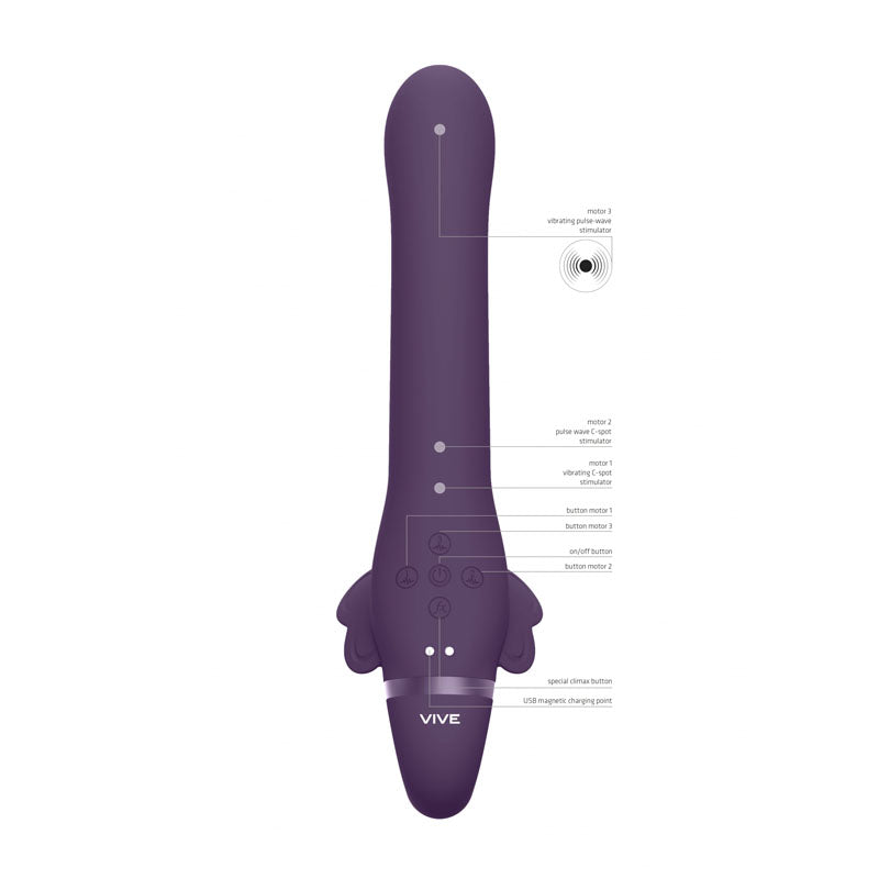 Vive SATU - Purple 23 cm USB Rechargeable Strapless Strap-On-VIVE033PUR