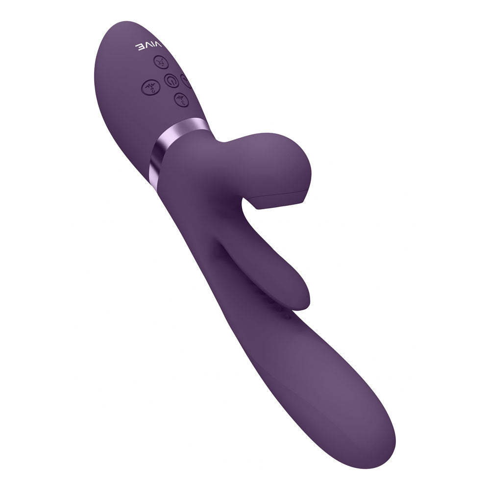 VIVE Ena - Purple - Purple 25 cm USB Rechargeable Thrusting Vibrator with Air Wave Stimulator-VIVE051PUR