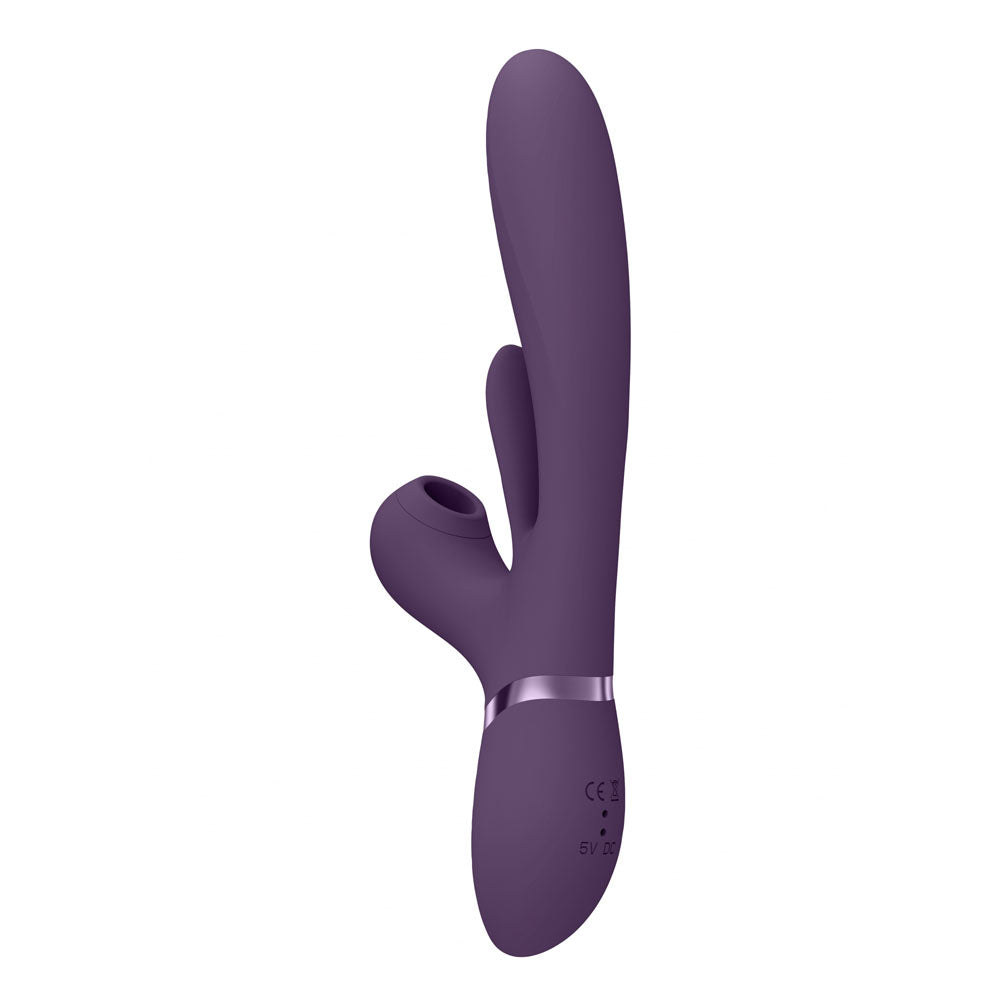 VIVE Ena - Purple - Purple 25 cm USB Rechargeable Thrusting Vibrator with Air Wave Stimulator-VIVE051PUR