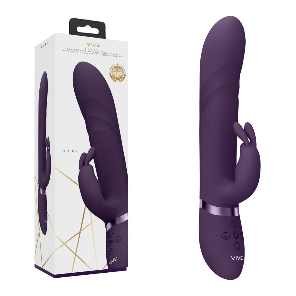 VIVE Nari - Purple - Purple 24.1 cm USB Rechargeable Rabbit Vibrator-VIVE053PUR