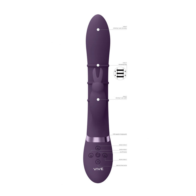 VIVE Sora - Purple - Purple 24.2 cm USB Rechargeable Rabbit Vibrator-VIVE054PUR