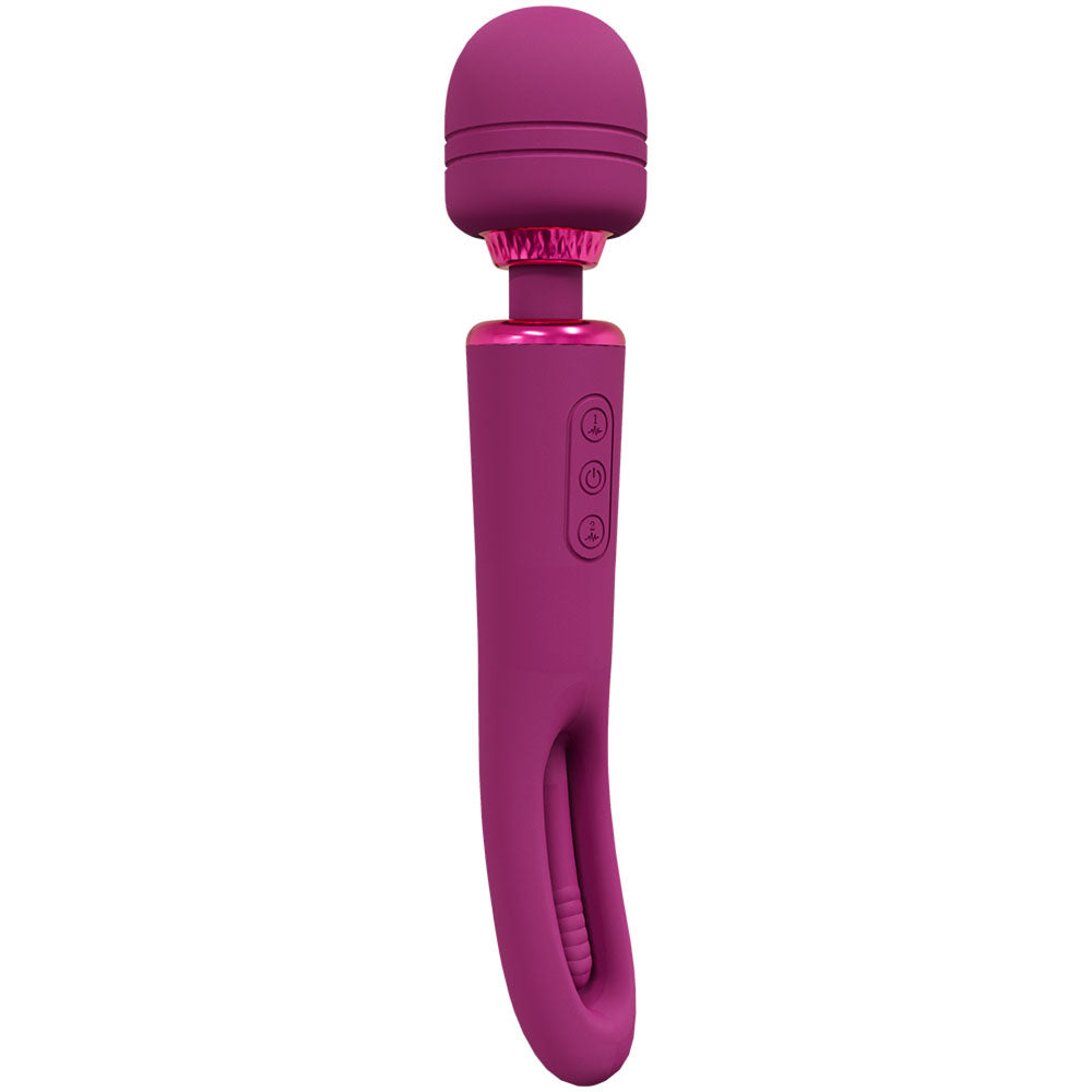 VIVE Kiku - Pink - Pink 25.2 cm USB Rechargeable Dual End Massage Wand with Flapping Tip-VIVE056PNK