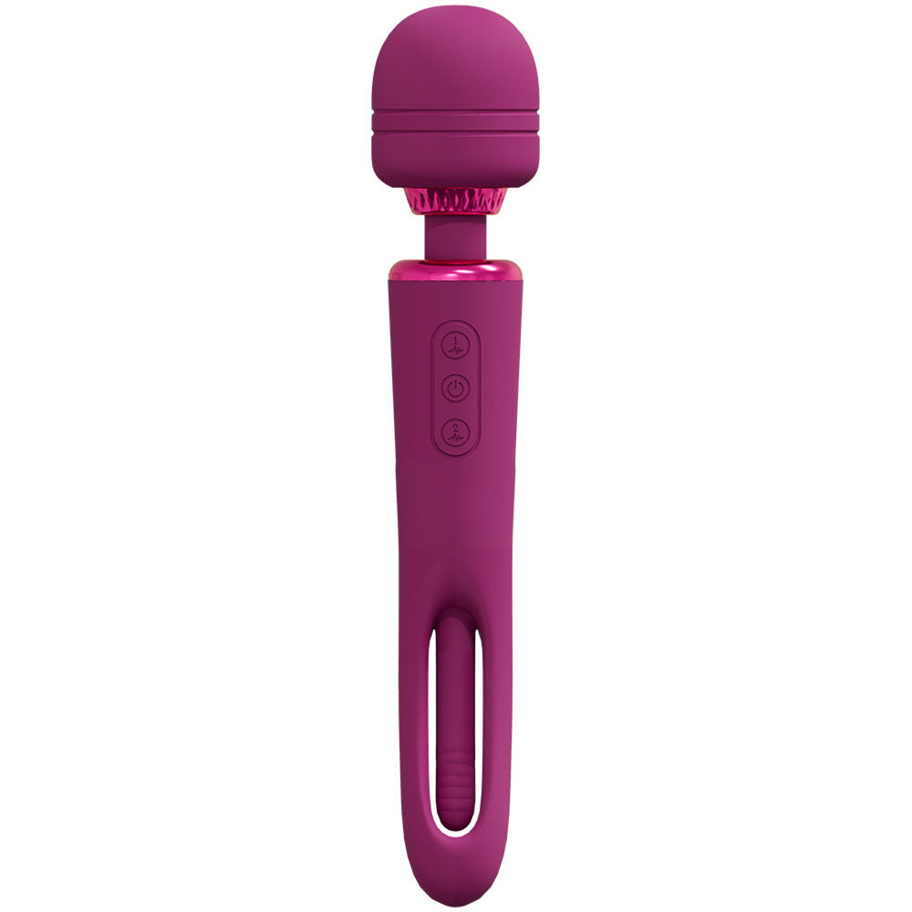 VIVE Kiku - Pink - Pink 25.2 cm USB Rechargeable Dual End Massage Wand with Flapping Tip-VIVE056PNK