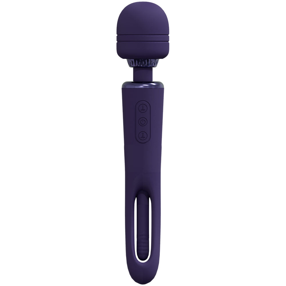 VIVE Kiku - Purple - Purple 25.2 cm USB Rechargeable Dual End Massage Wand with Flapping Tip-VIVE056PUR