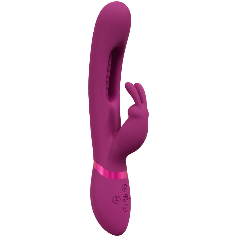 VIVE Mika - Pink - Pink 23.2 cm USB Rechargeable Rabbit Vibrator with Flapping Shaft-VIVE057PNK