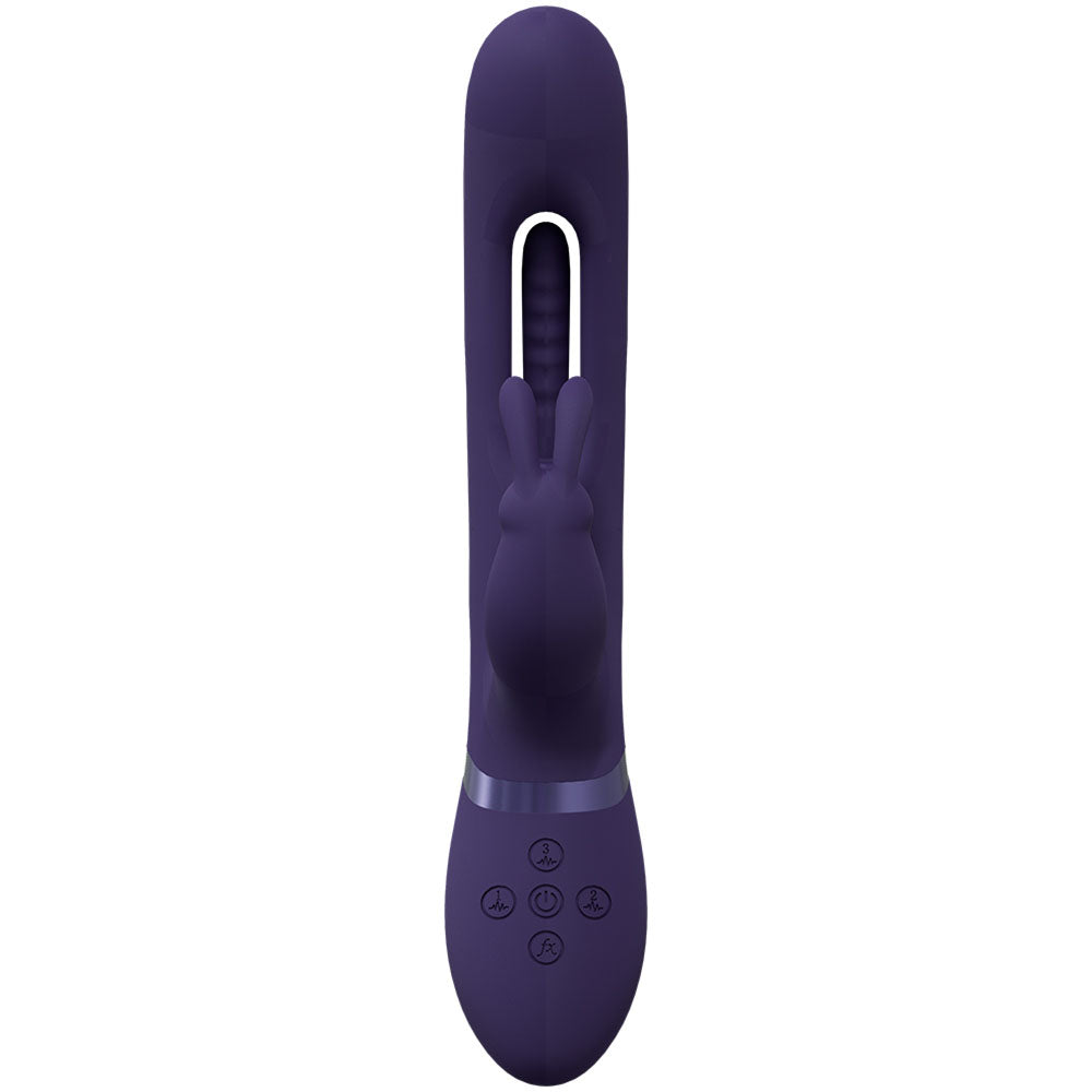 VIVE Mika - Purple - Purple 23.2 cm USB Rechargeable Rabbit Vibrator with Flapping Shaft-VIVE057PUR