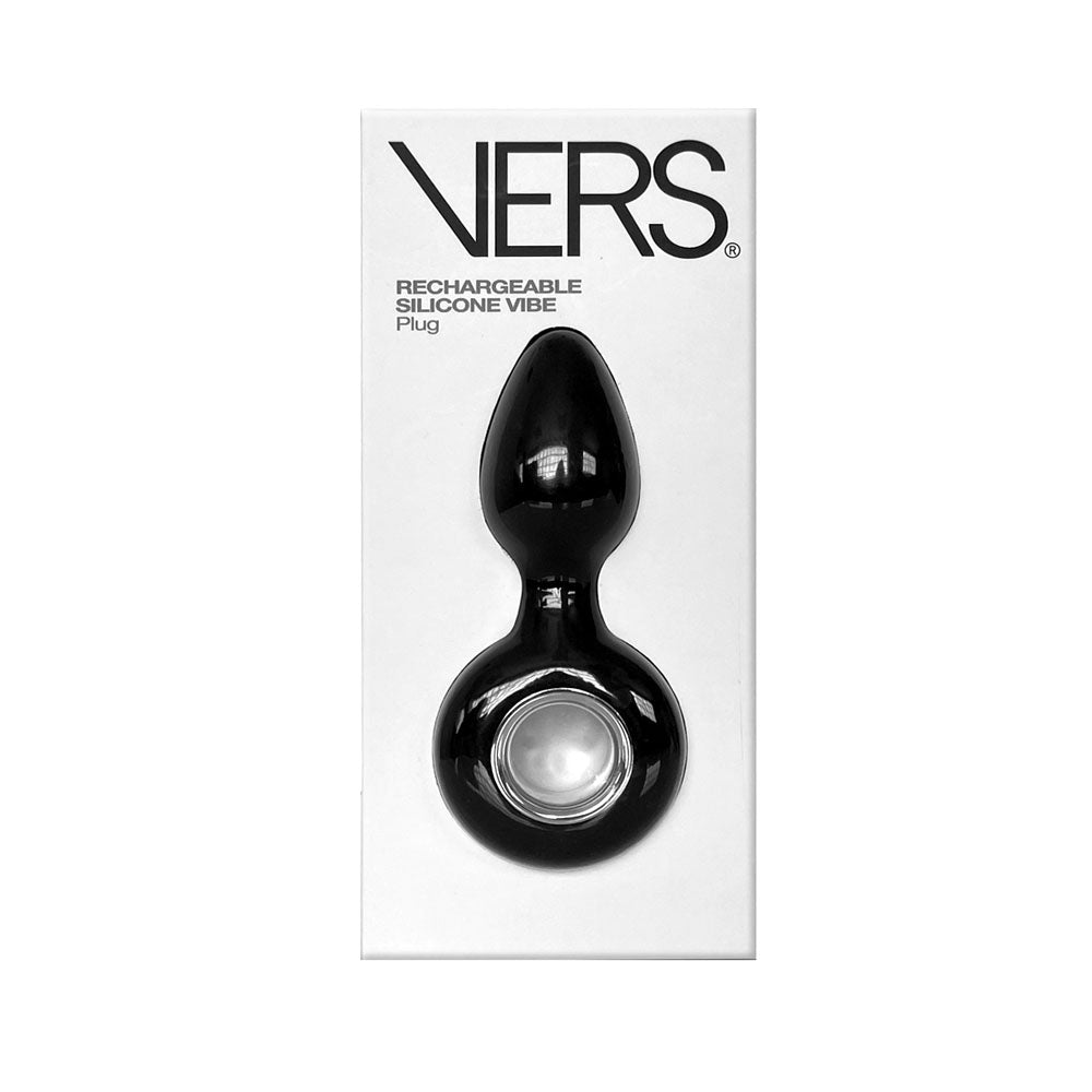 VERS Rechargeable Silicone Plug Vibe - Black 12.5 cm USB Rechargeable Vibrating Butt Plug-VRS-2203