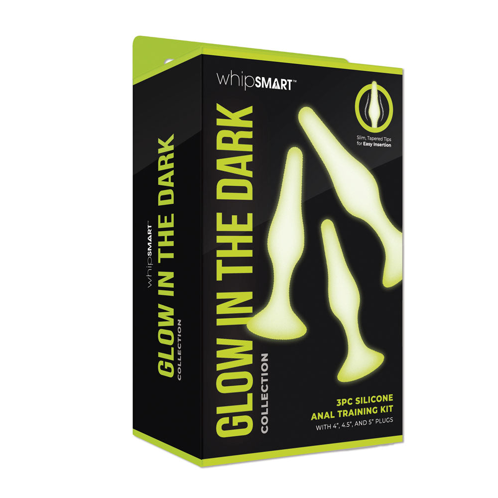 WhipSmart Glow In The Dark 3pc Anal Training Kit - Glow In Dark Butt Plugs - Set of 3 Sizes-WS1047