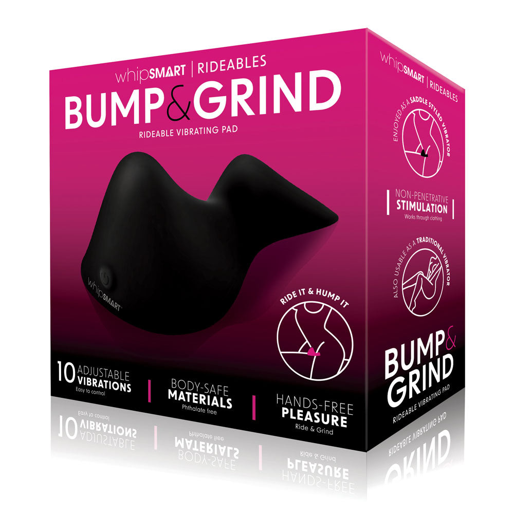 WhipSmart Bump & Grind - Black Rechargeable Rideable Vibrating Pad-WS1057