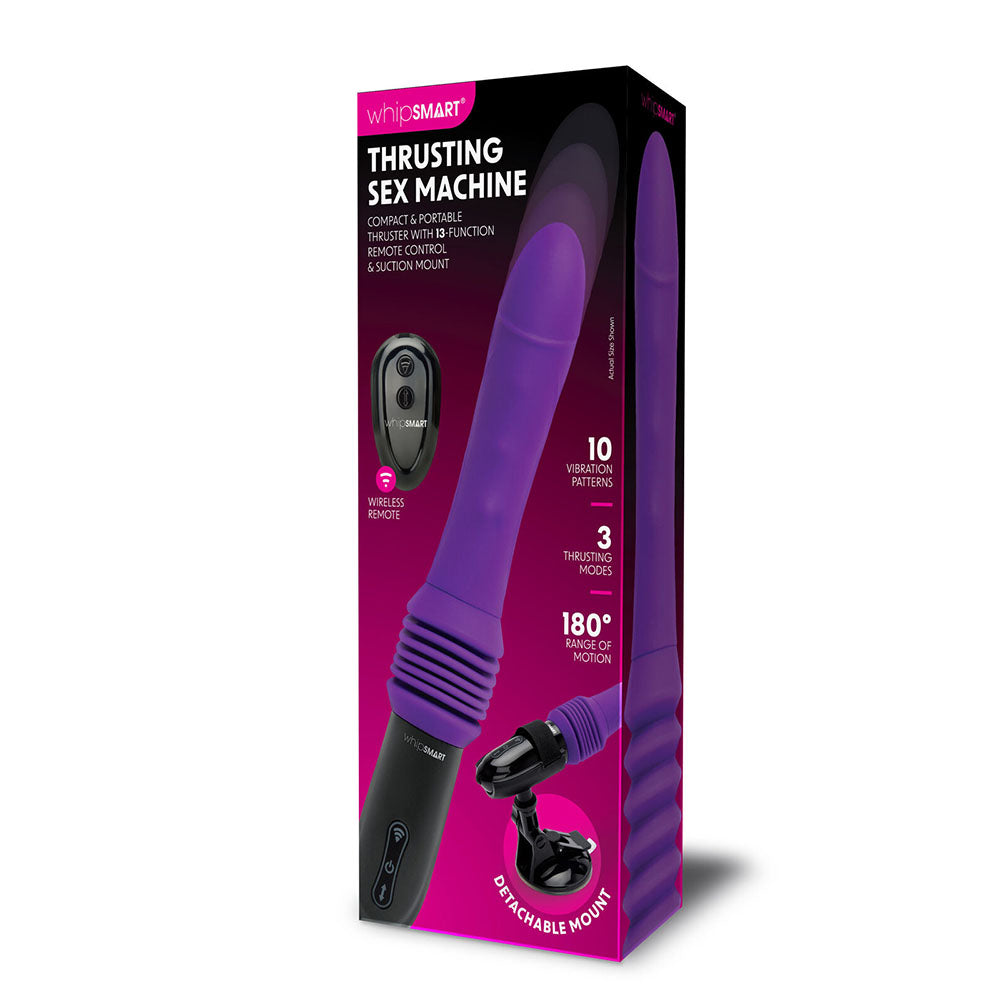 WhipSmart Thrusting Sex Machine - Purple 23 cm USB Rechargeable Thrusting Vibrator with Suction Mount-WS1065