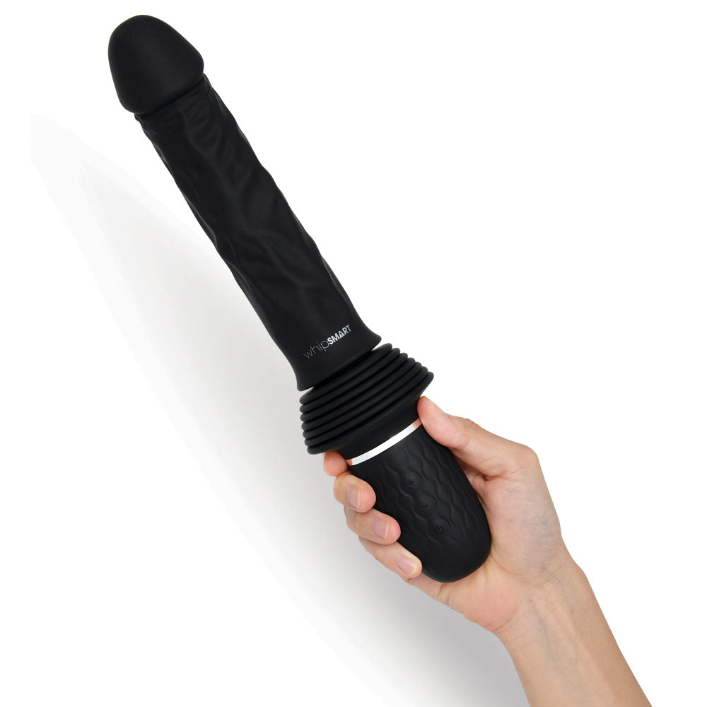 WhipSmart Thrusting Cock - Black 30 cm USB Rechargeable Thrusting Vibrator with Suction Mount-WS1066