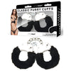 WhipSmart Classic Furry Cuffs - Black - Black Furry Restraints with Bonus Eye Mask-WS1505