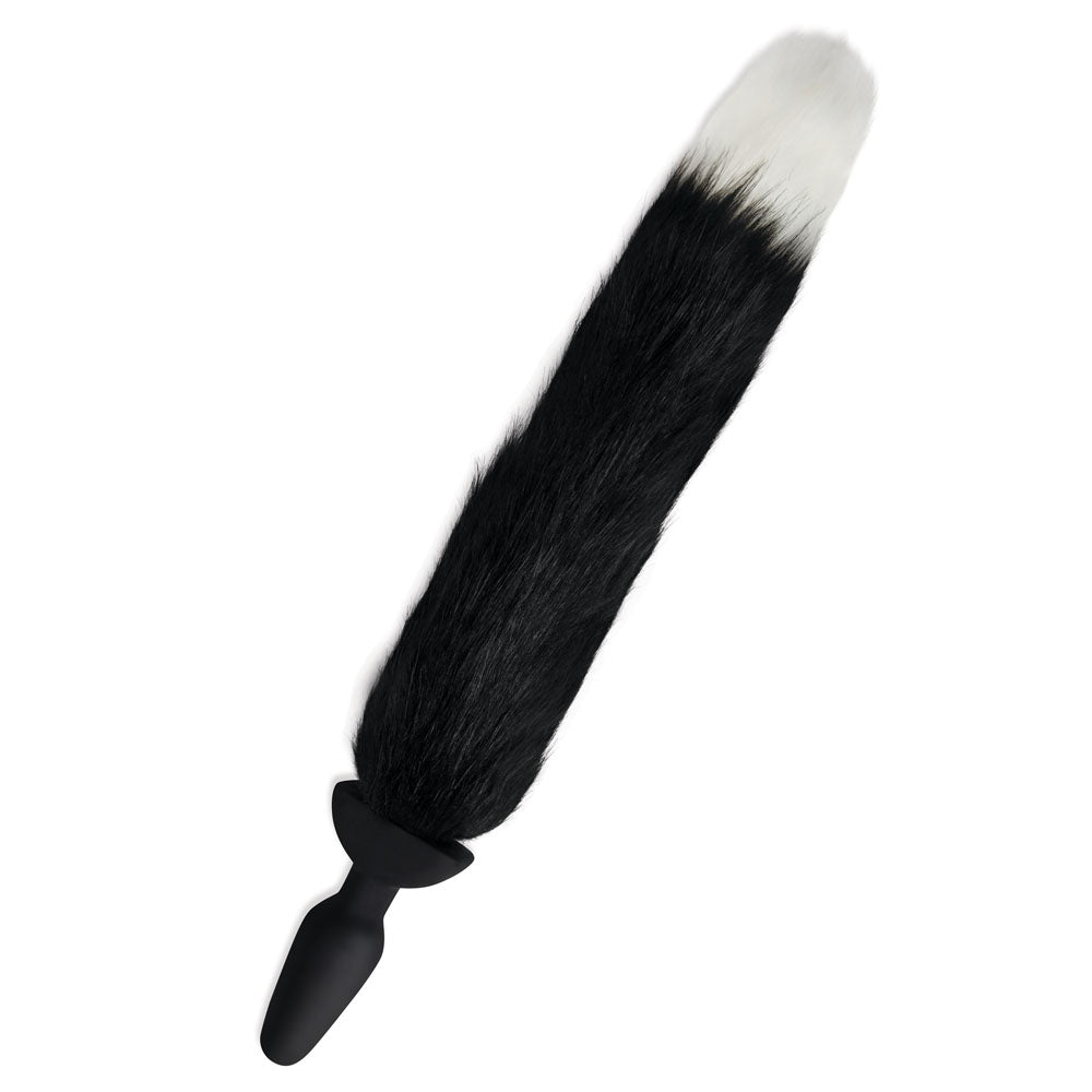 WhipSmart Furry Tales Silicone Foxtail Rechargeable Butt Plug - Black 9.5 cm Vibrating Butt Plug with Black Fox Tail & Remote Control-WS3505