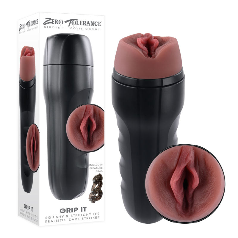 Zero Tolerance GRIP IT DARK - Brown Vagina Stroker-ZE-MS-1270-2