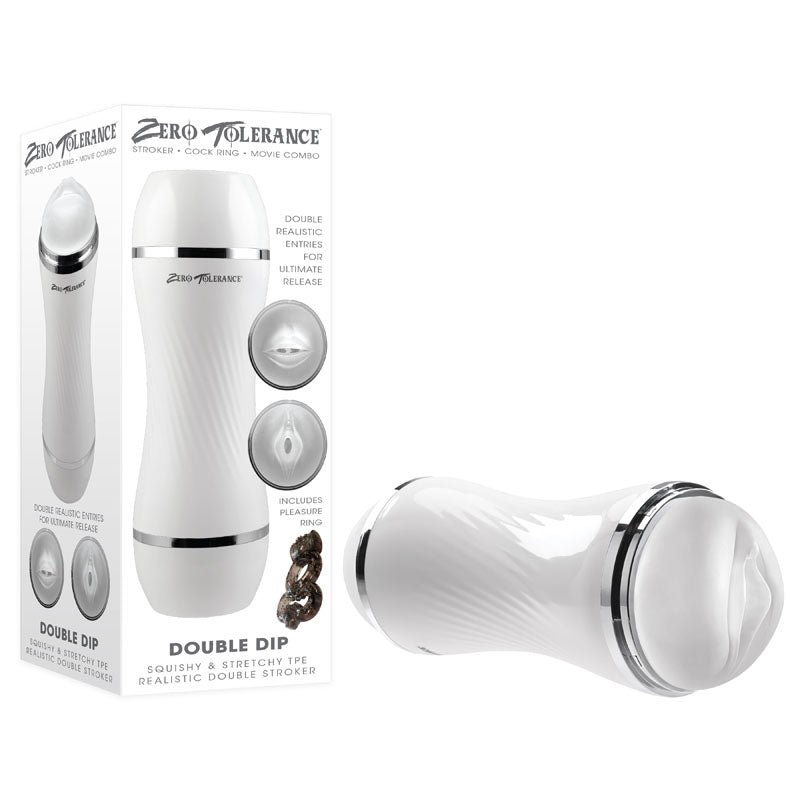 Zero Tolerance DOUBLE DIP - White/Clear 21.2 cm Double Ended Stroker-ZE-MS-9529-2