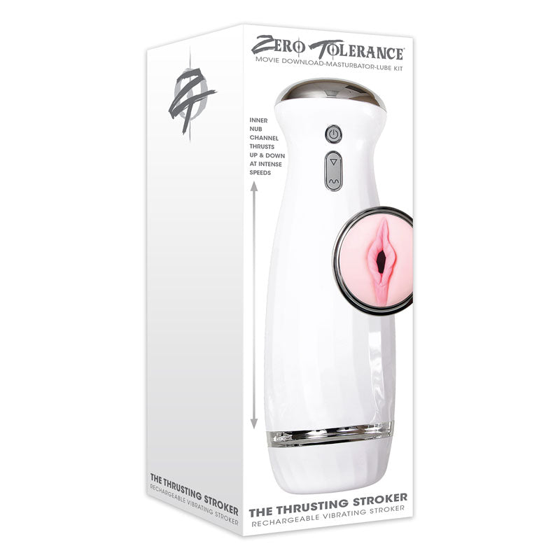 Zero Tolerance The Thrusting Stroker - White USB Rechargeable Thrusting Masturbator-ZE-RS-5583-2