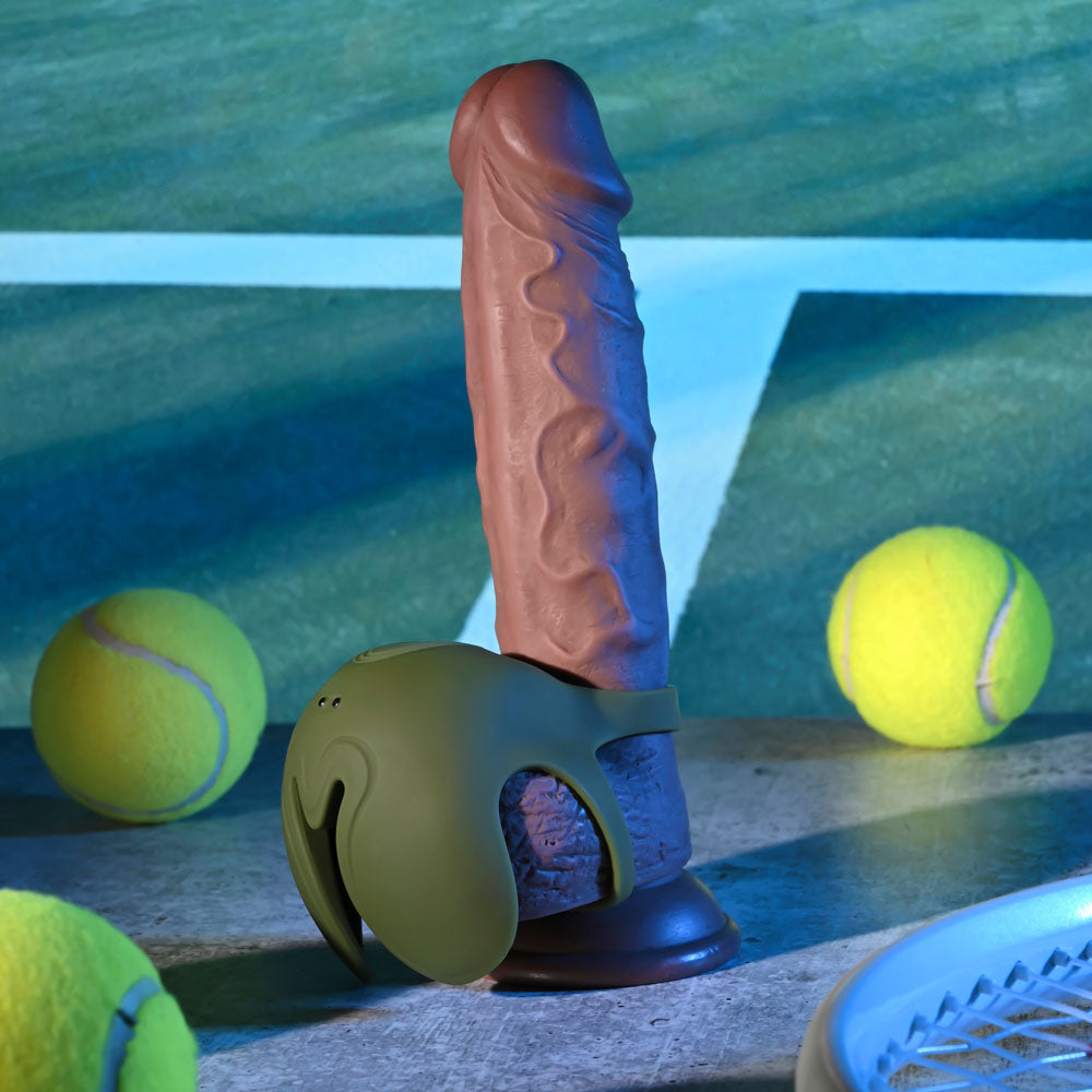 Zero Tolerance NUTTY BUDDY - Olive Green USB Rechargeable Vibrating Cock & Balls Ring-ZE-RS-5896-2