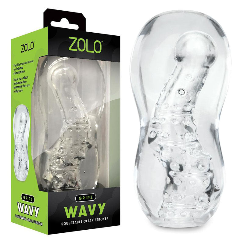 Zolo Gripz - Wavy - Clear Stroker Sleeve-ZO-6043