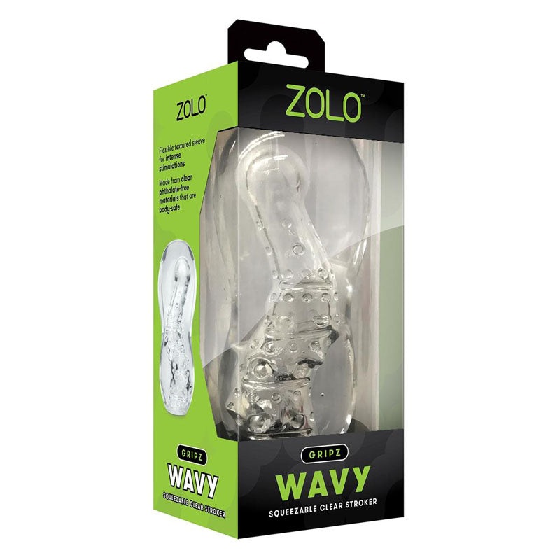 Zolo Gripz - Wavy - Clear Stroker Sleeve-ZO-6043