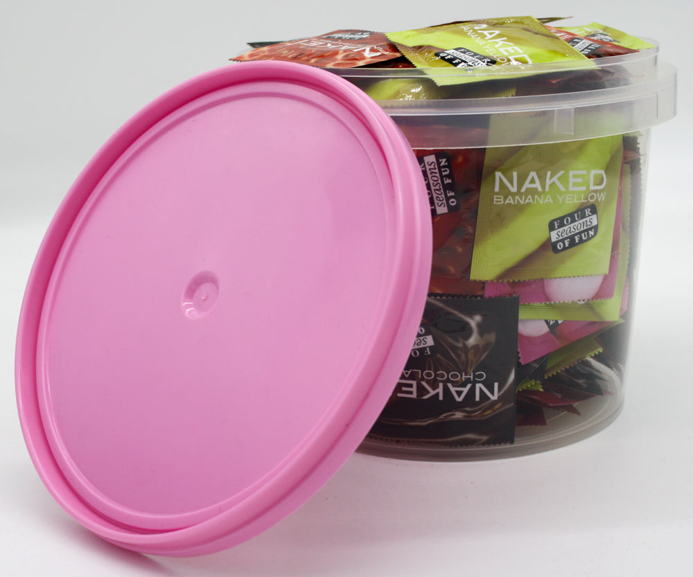 Four Seasons Flavored 120 Condoms In A Bucket