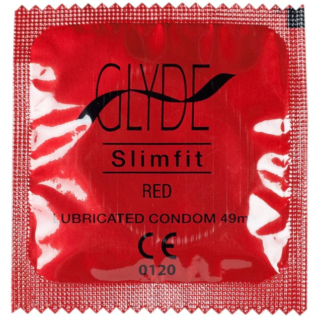 Glyde Slim Fit Red Small 49mm Condoms - Thin, Extra Tight & Sensitive - 100 Bulk Pack Condoms