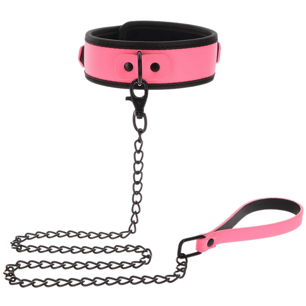 Glow Collar and Chain Leash (Pink)-17204-PINK