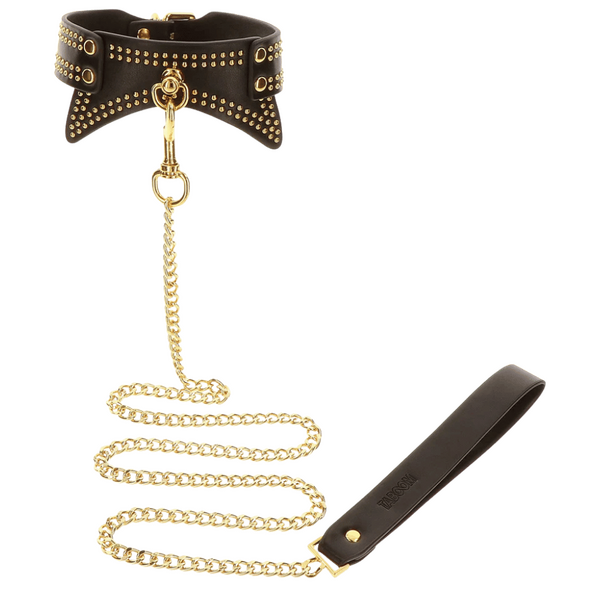 Studded Collar and Leash (Black)-17423-BLACK