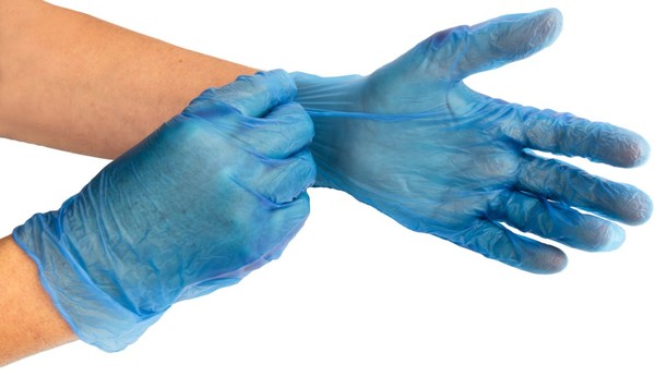 100 X Disposable Vinyl Gloves - Blue (Medium)