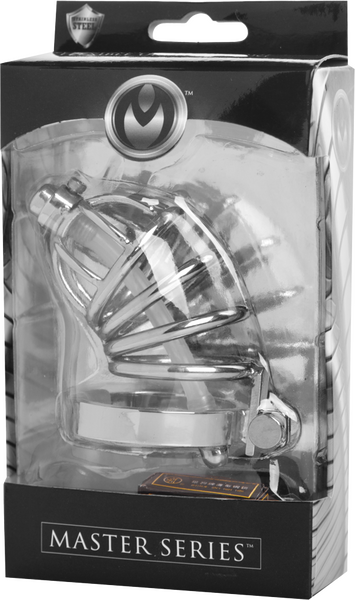 Stainless Steel Chastity Cage With Silicone Urethral Plug