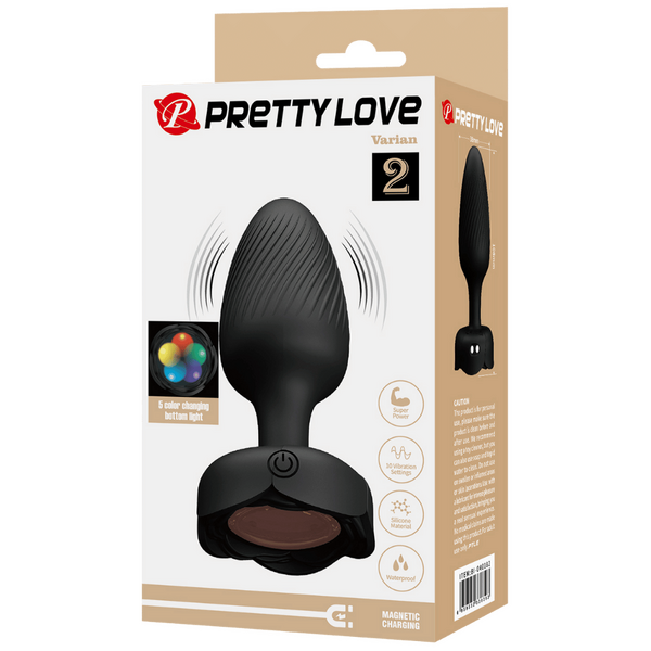 Varian - Light-Up Rechargeable Butt Plug (Black)-BI-040182