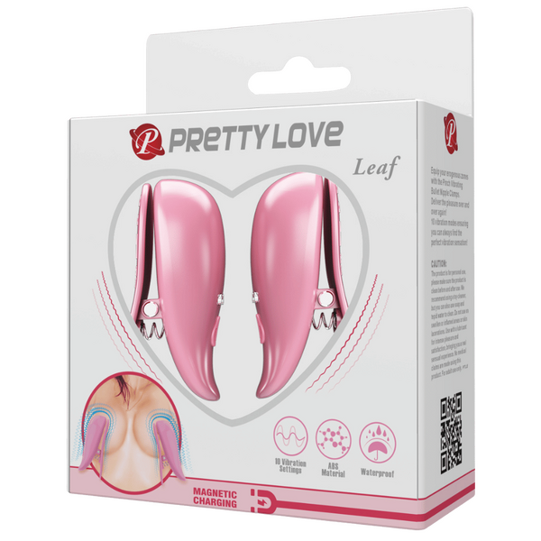 Leaf - Vibrating Nipple Clamps (Pink)-BI-300036