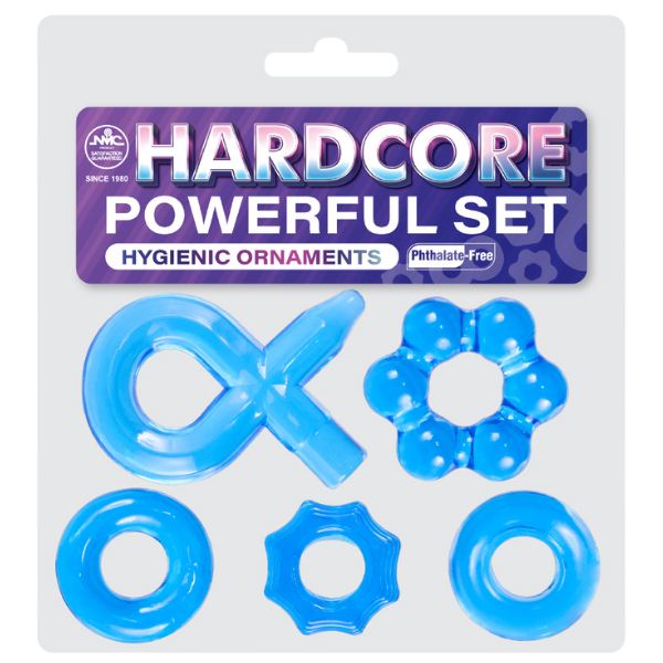 Hardcore Powerful Cockring Set (Blue)