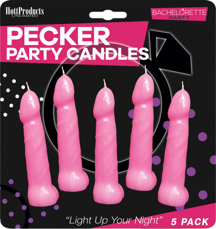 Bachelorette Pecker Party Pink Candles 5pk