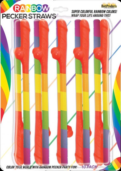 Rainbow Pecker Straws (10 Pack)