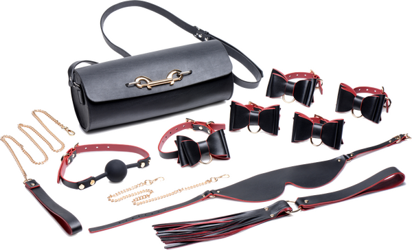 Bondage To Go Black And Red Bow Bondage Set With Carry Case