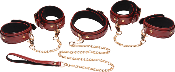 6 Piece Burgundy Bondage Set