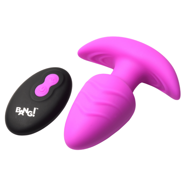 Rotating & Vibrating Silicone Butt Plug w/ Remote (Purple)