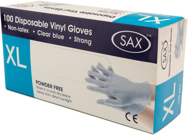 100 X Disposable Vinyl Gloves - Blue (XL)